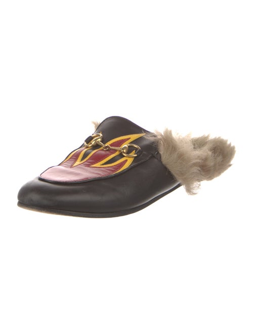 Gucci Leather Graphic Print Mules
