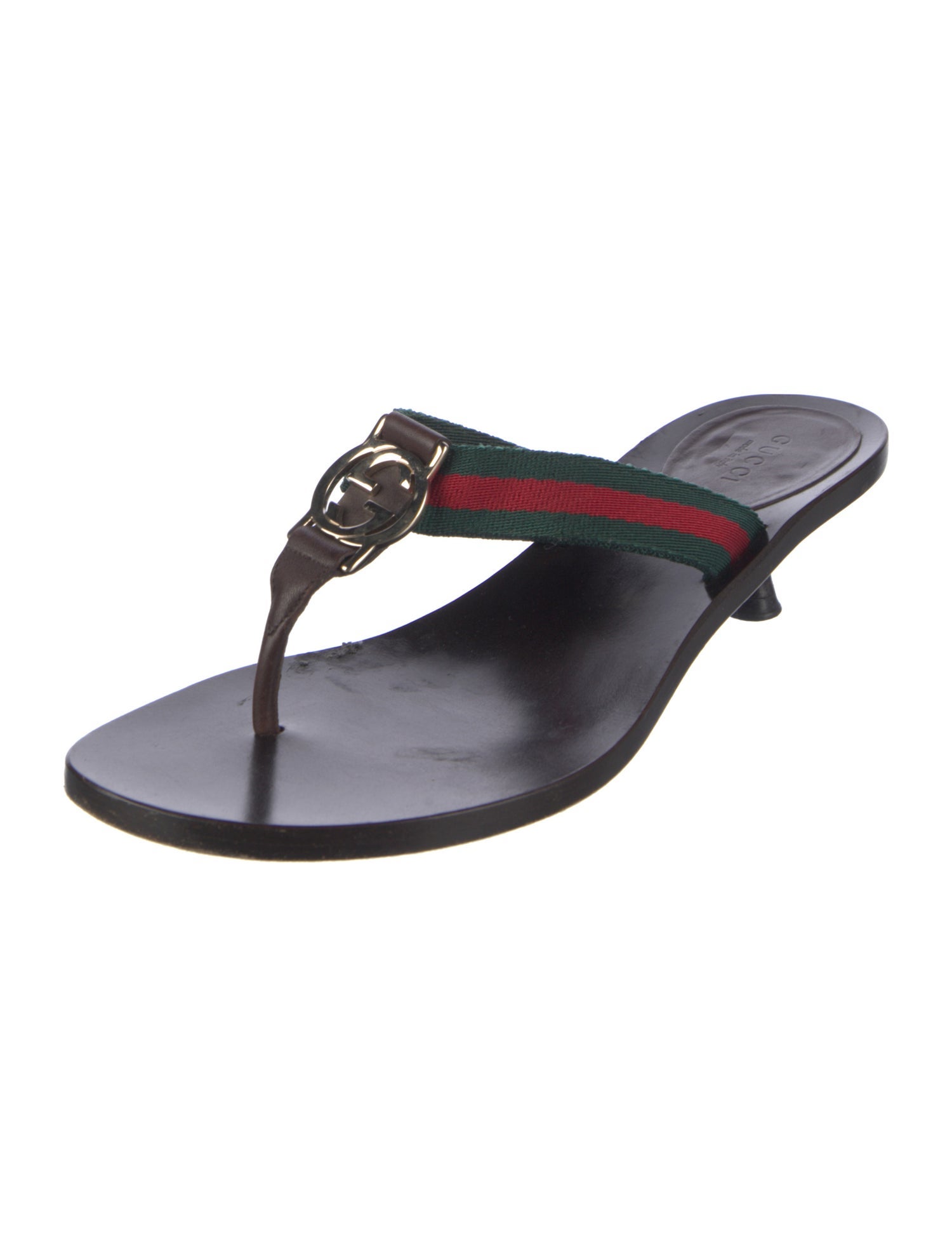 Gucci Web Accent Leather Slides