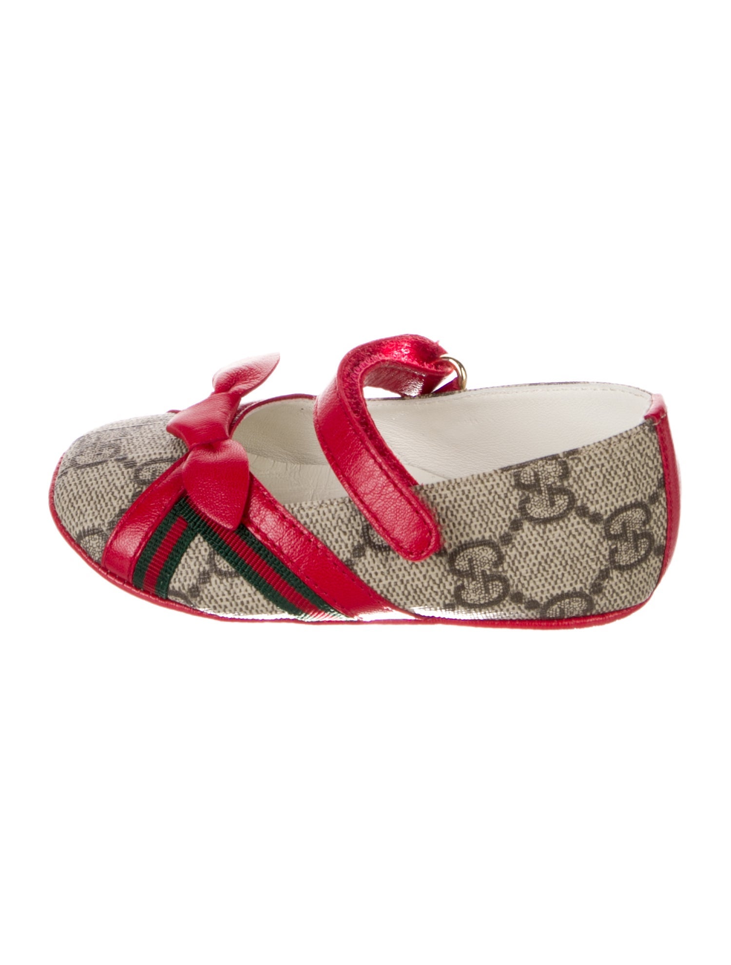 Gucci Girls' Leather-Trimmed GG Supreme Flats w/Tags
