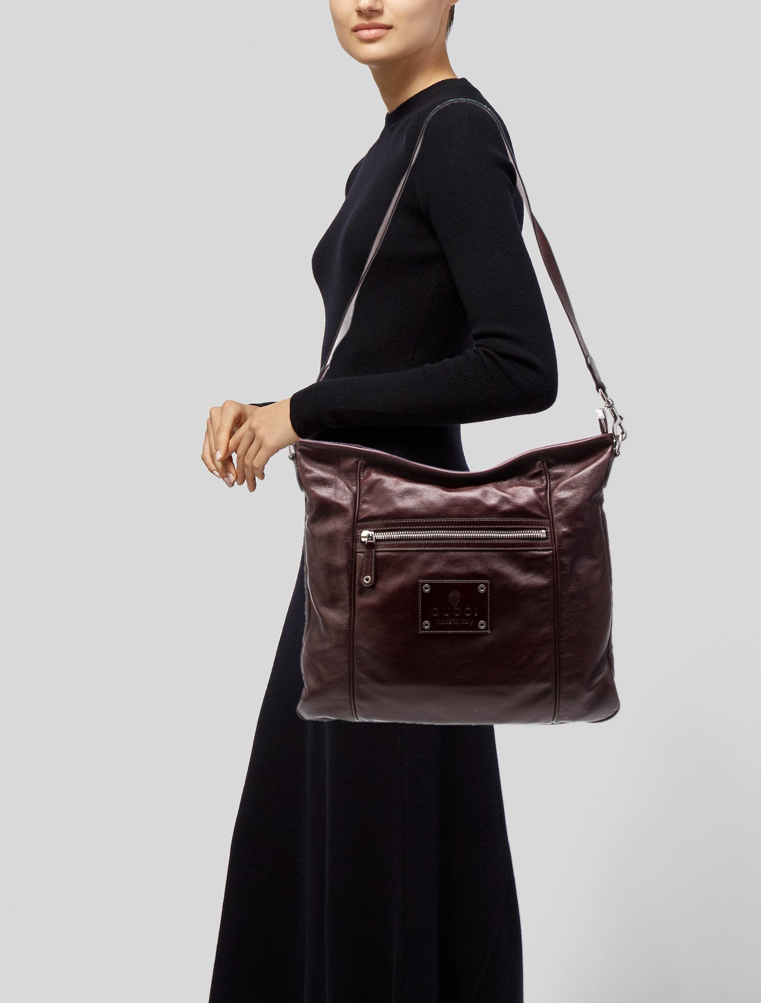 Gucci Leather Crest Messenger Bag