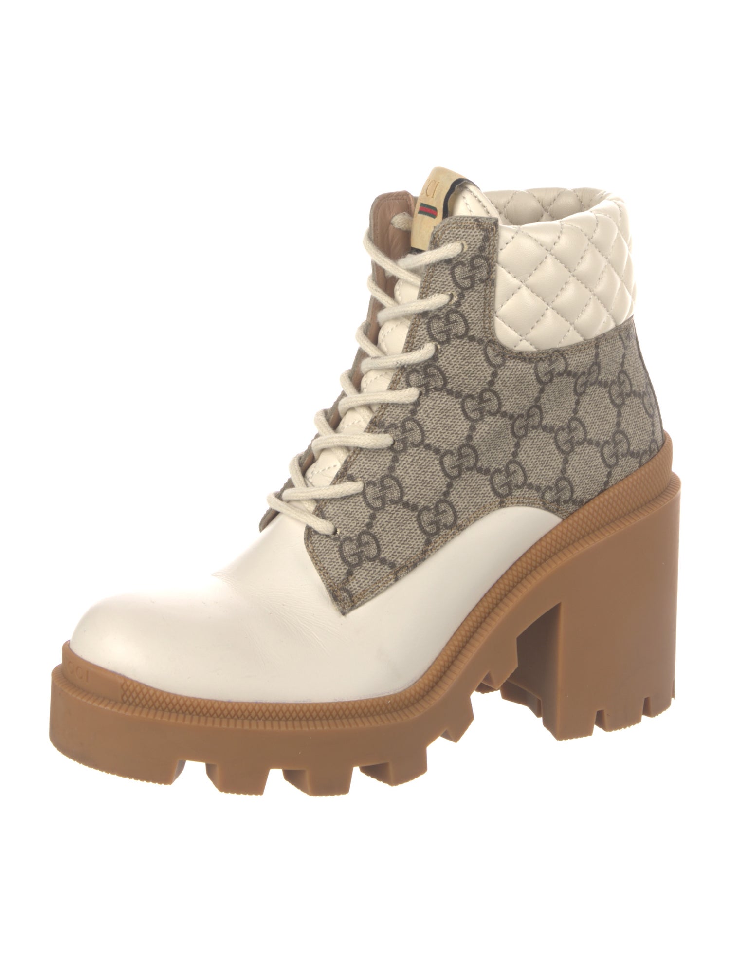 Gucci GG Supreme Leather Combat Boots