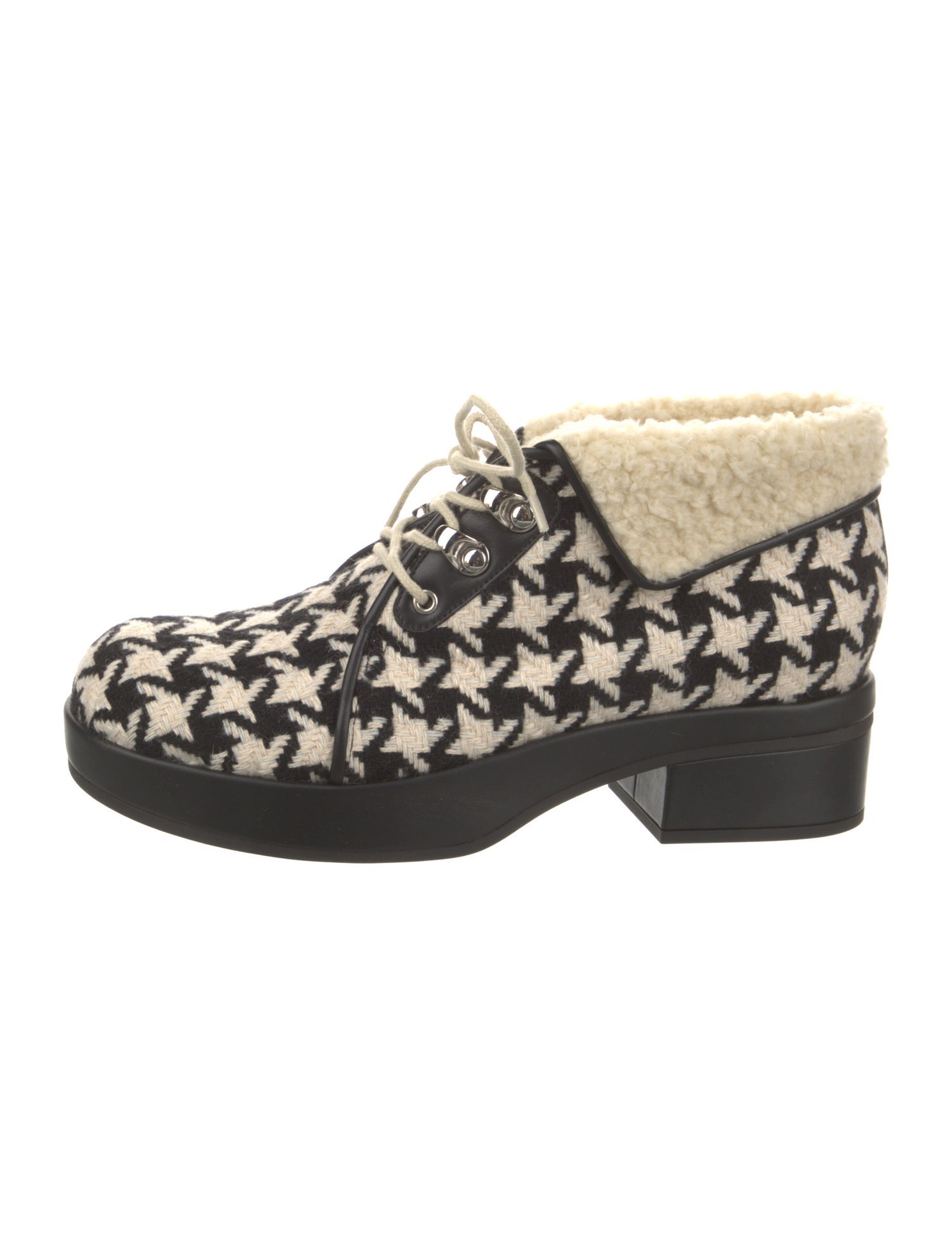 Gucci Wool Houndstooth Print Lace-Up Boots w/ Tags
