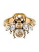 Gucci Faux Pearl & Crystal Double G Bee Ring
