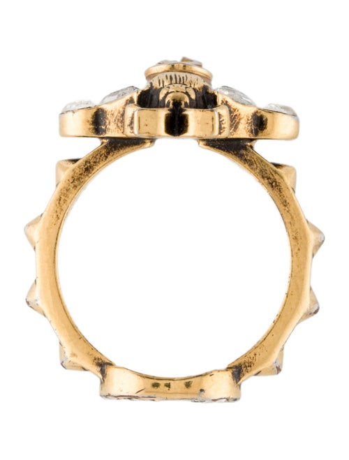Gucci Faux Pearl & Crystal Double G Bee Ring