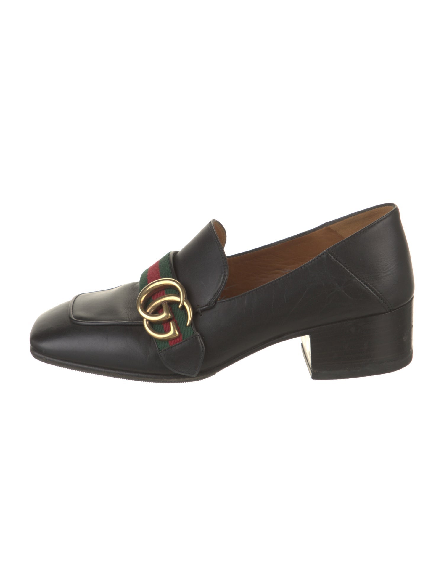 Gucci Web Accent Leather Pumps