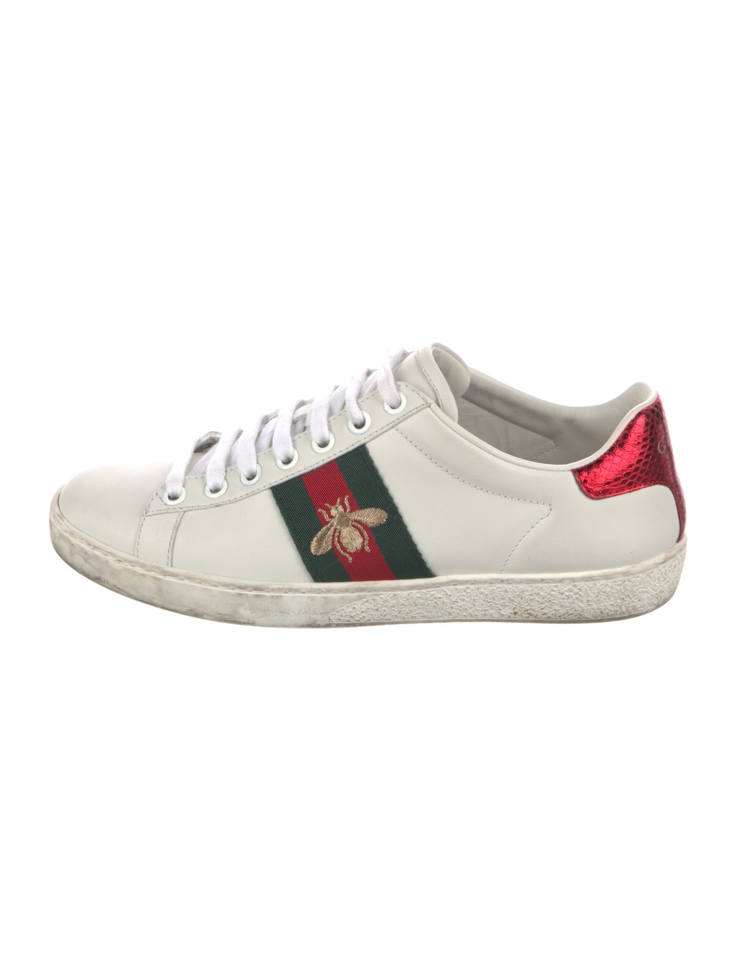 Gucci Web Accent Leather Sneakers