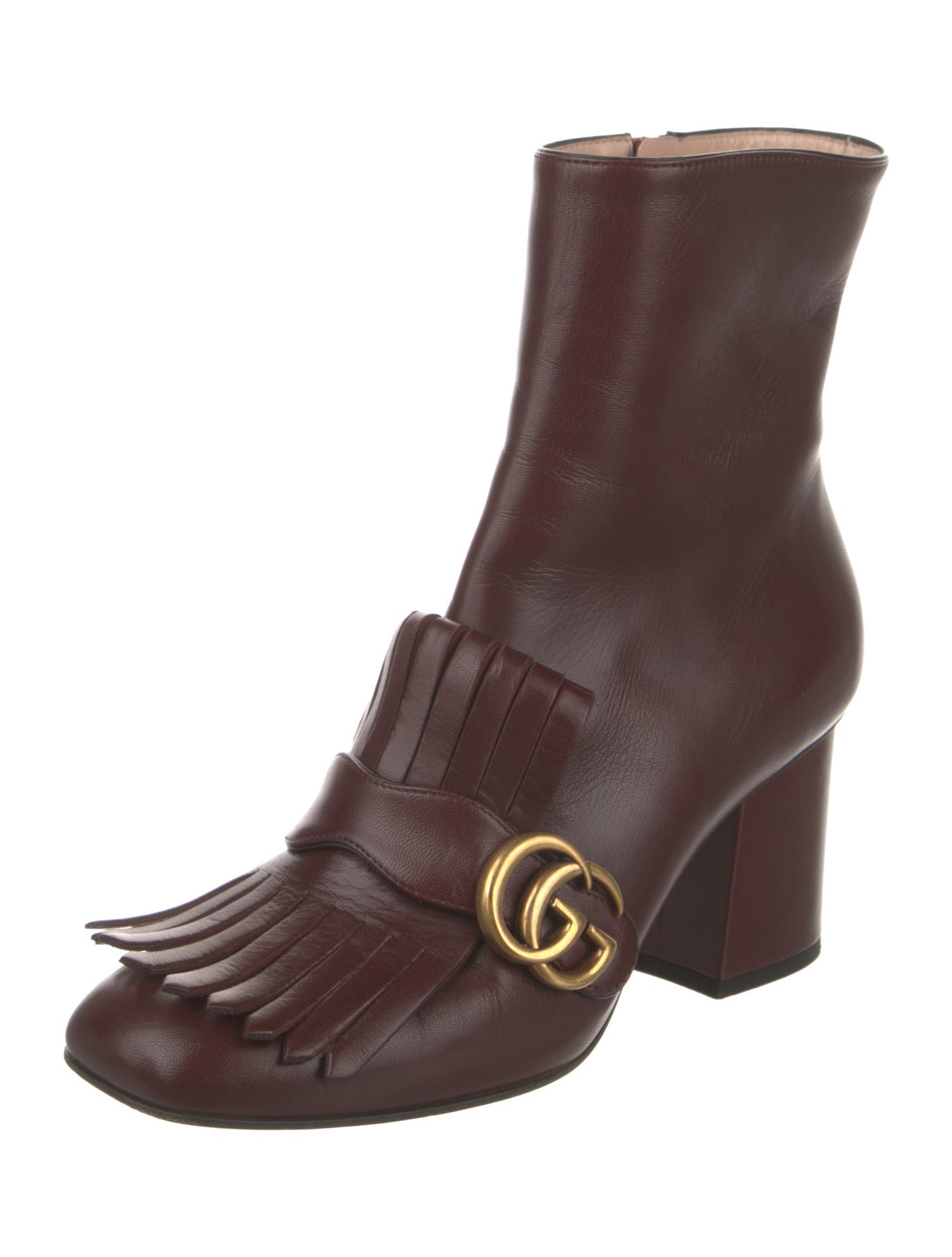 Gucci Double G Logo Leather Boots