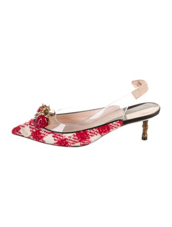 Gucci Bamboo Accent Tweed Slingback Pumps