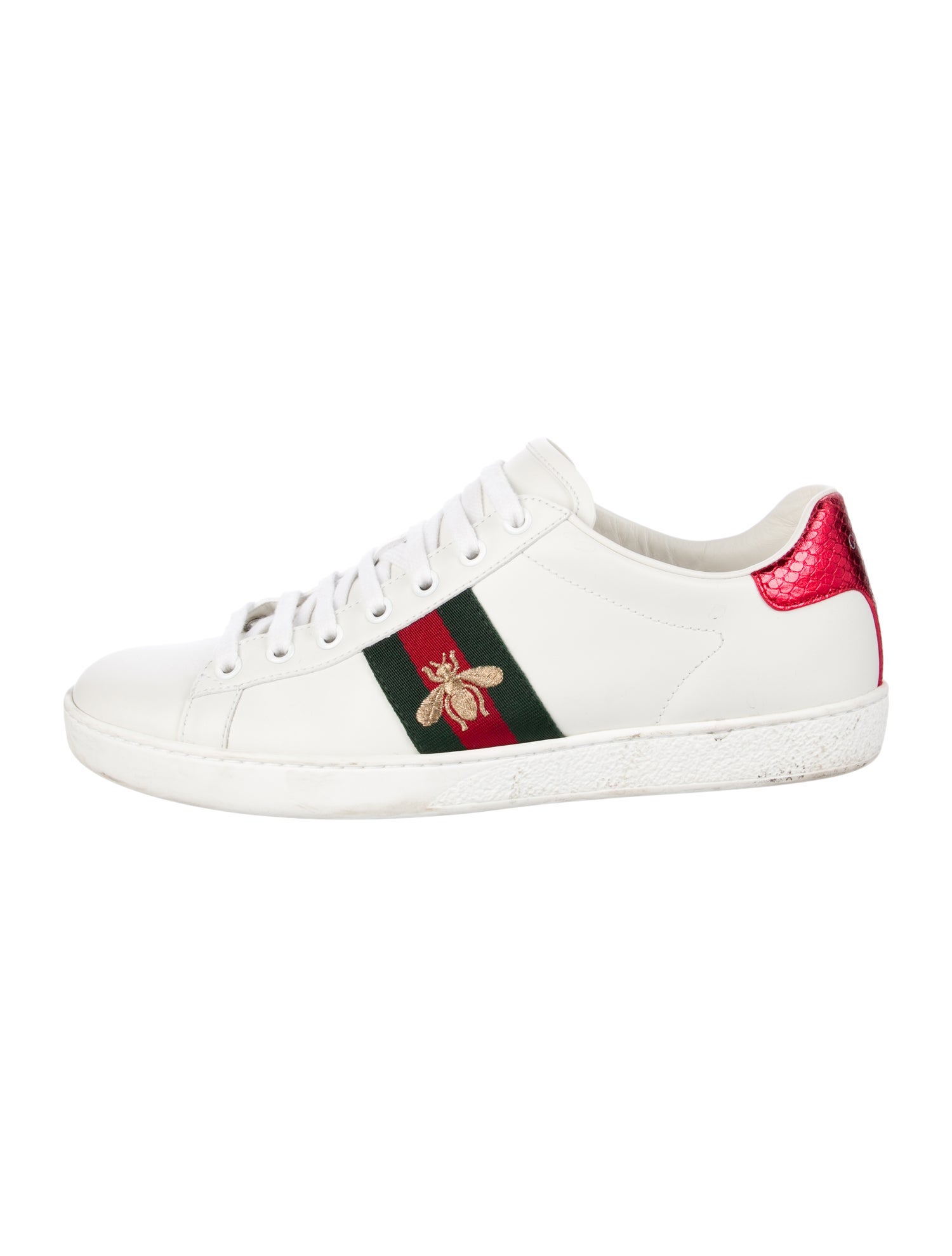 Gucci Web Accent Leather Sneakers
