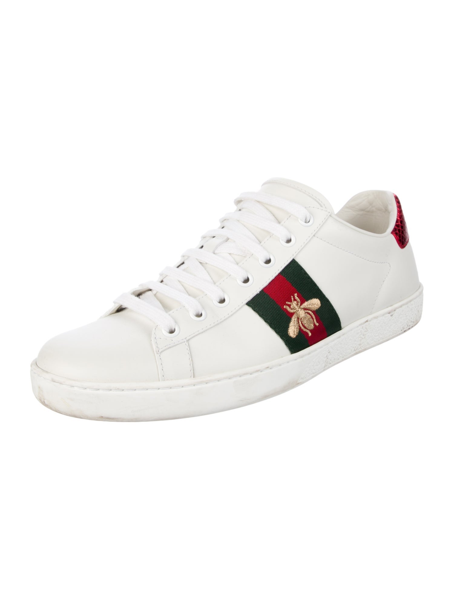 Gucci Web Accent Leather Sneakers