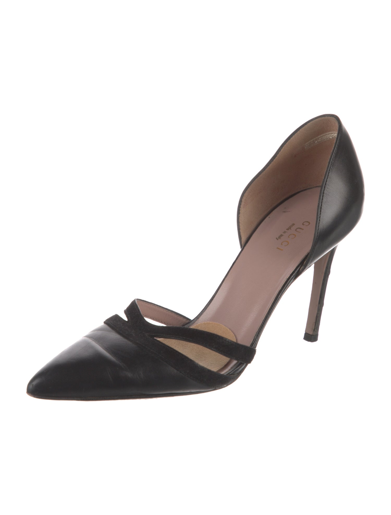 Gucci Leather Cutout Accent D'Orsay Pumps