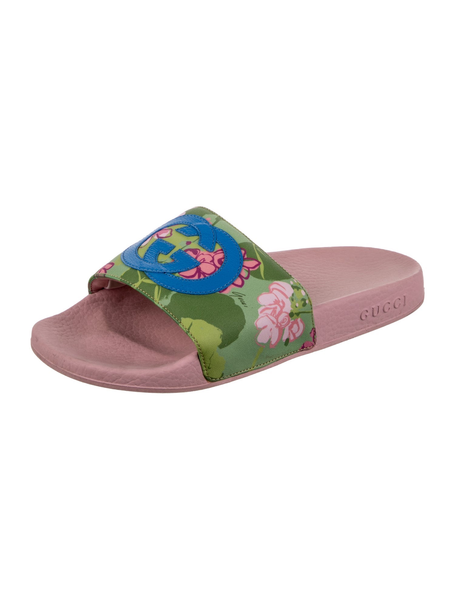 Gucci Interlocking G Logo Leather Slides