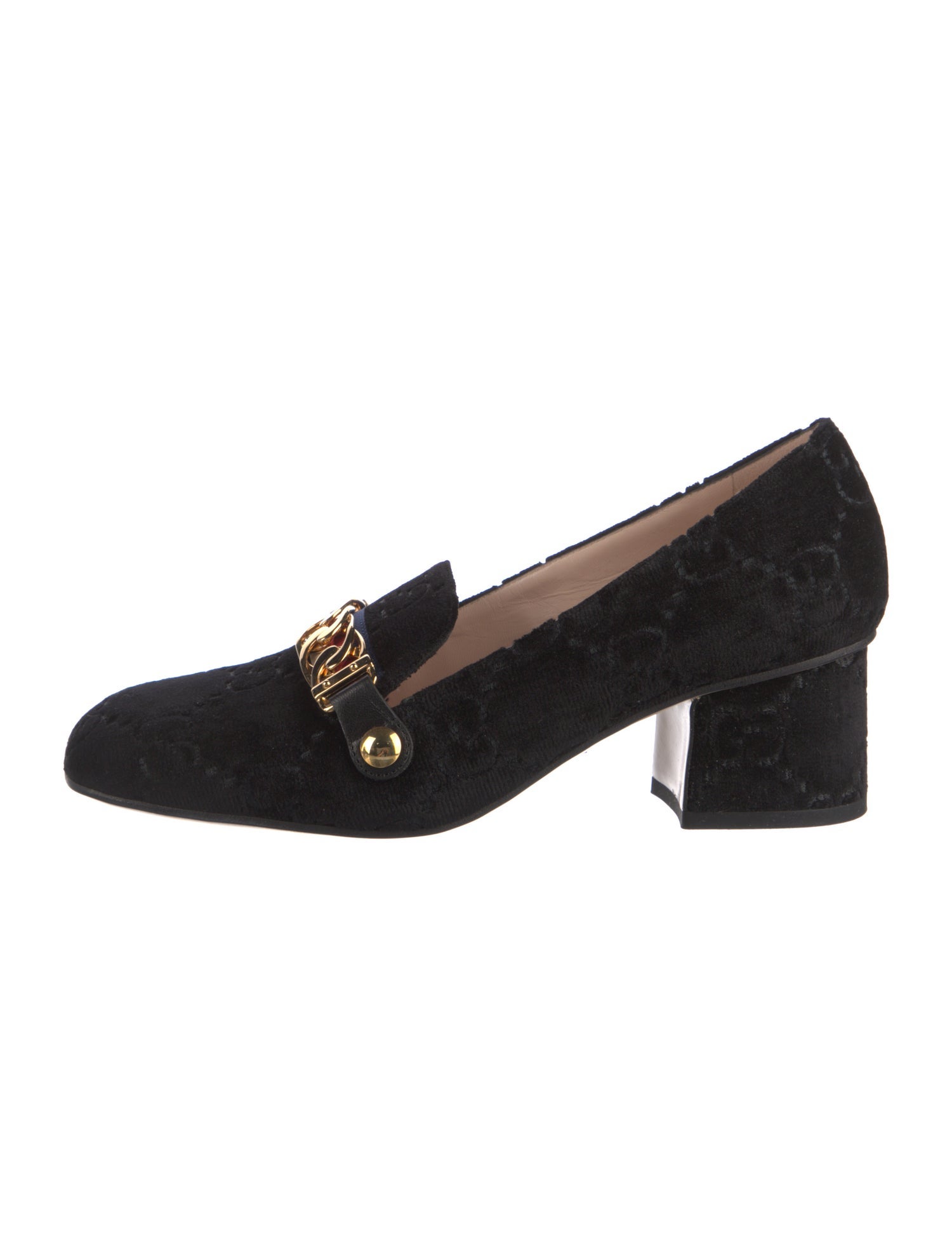 Gucci Sylvie Web Accent Velvet Pumps