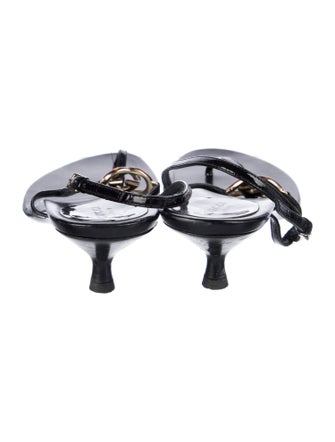 Gucci Interlocking G Logo Patent Leather T-Strap Sandals