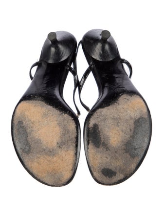 Gucci Interlocking G Logo Patent Leather T-Strap Sandals