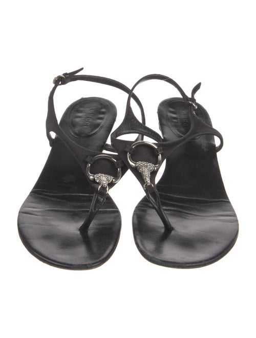 Gucci Hasler Horsebit Accent Satin T-Strap Sandals