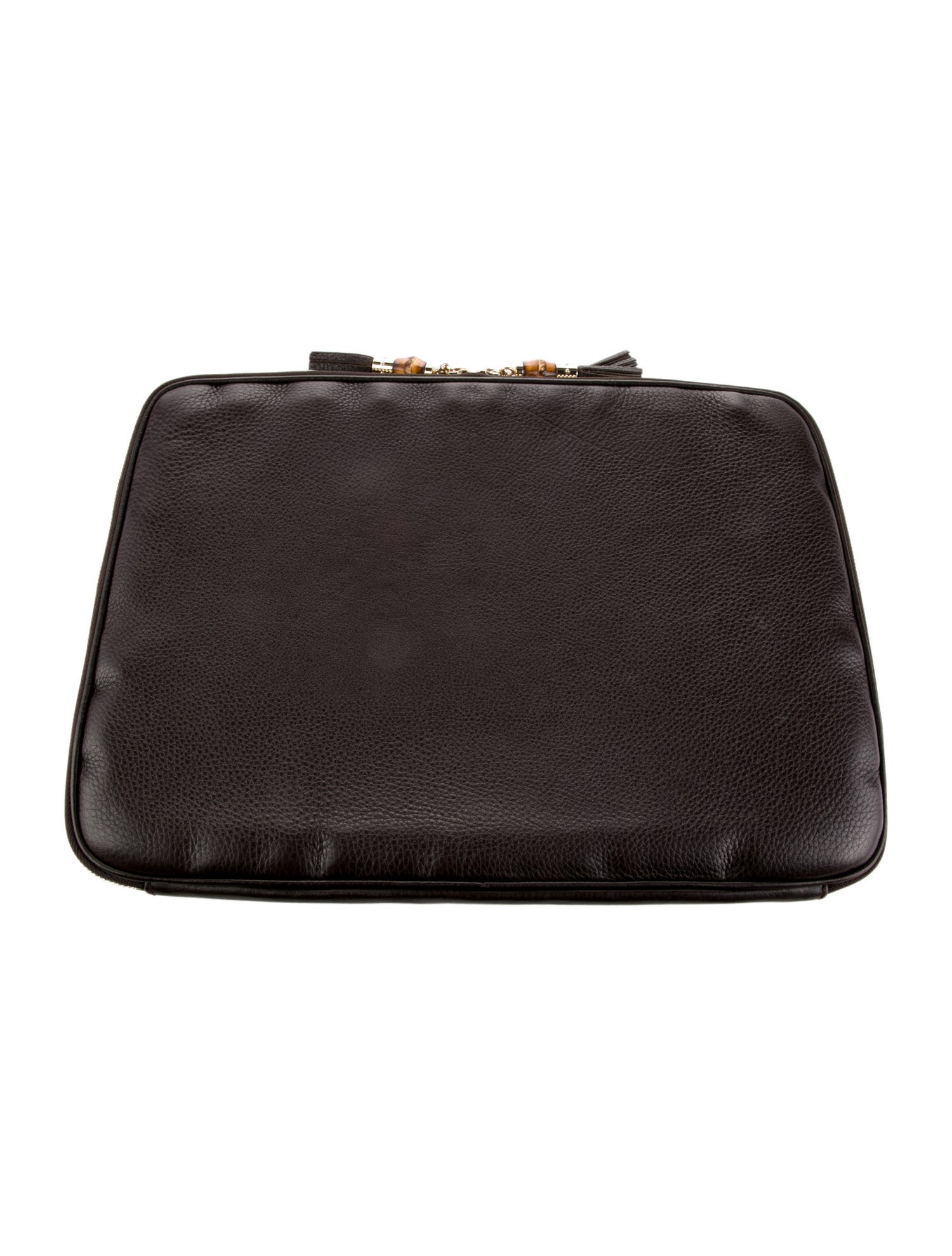 Gucci brown leather laptop traveling bag