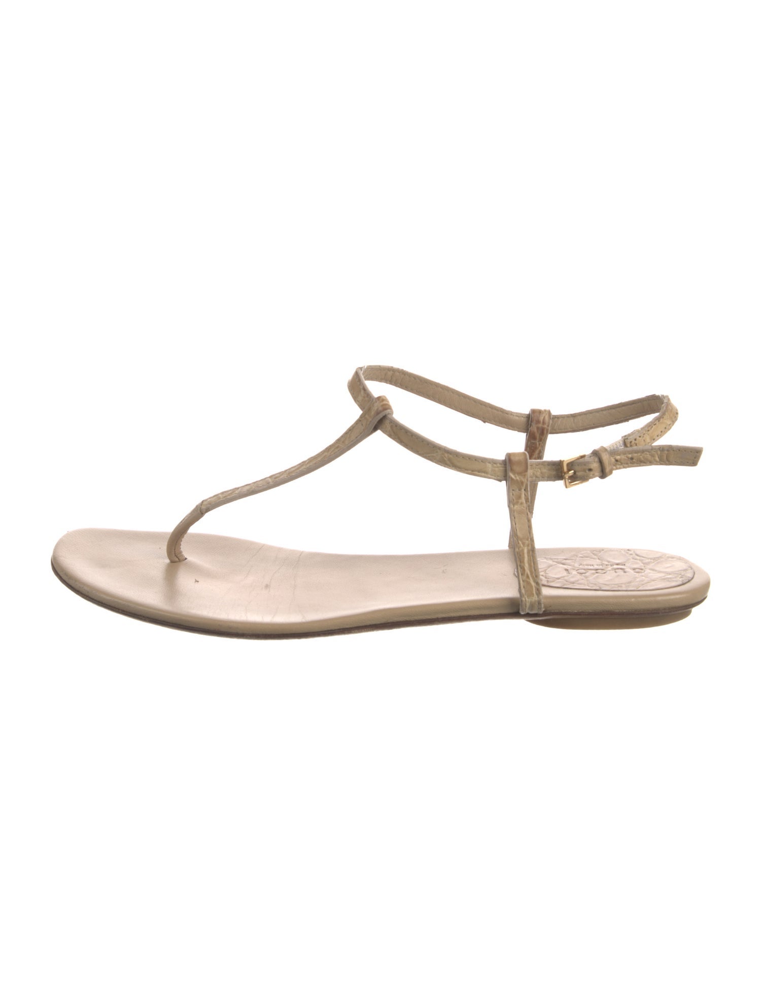 Gucci Interlocking G Logo Leather T-Strap Sandals