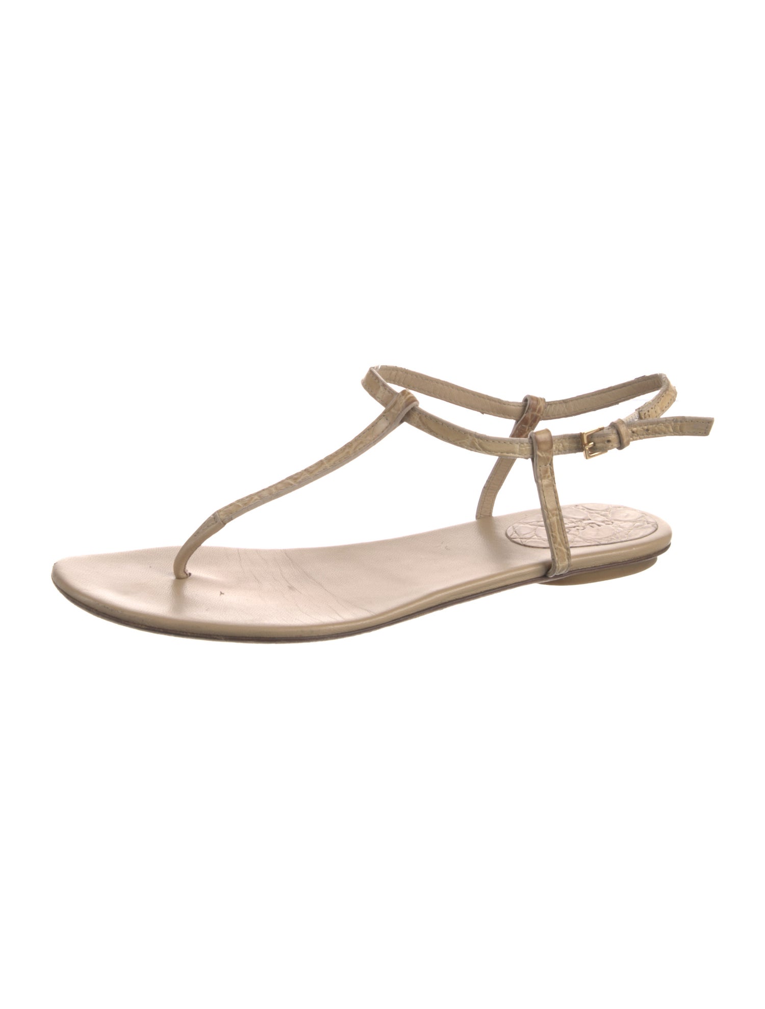 Gucci Interlocking G Logo Leather T-Strap Sandals