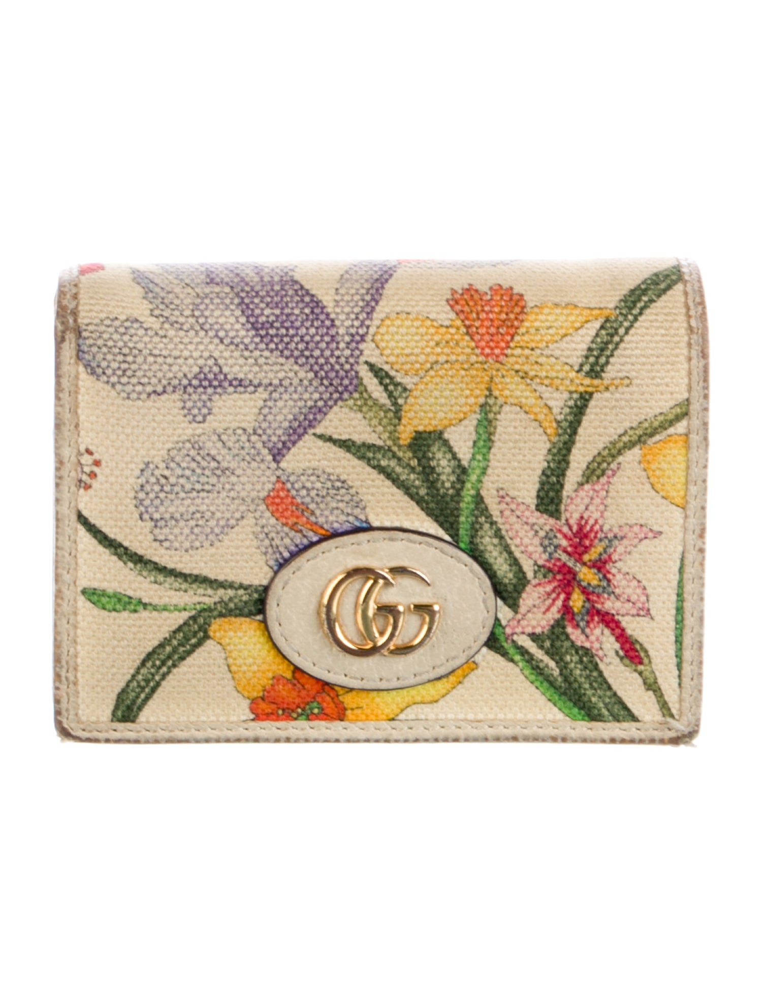 Gucci Flora Print Canvas Compact Wallet