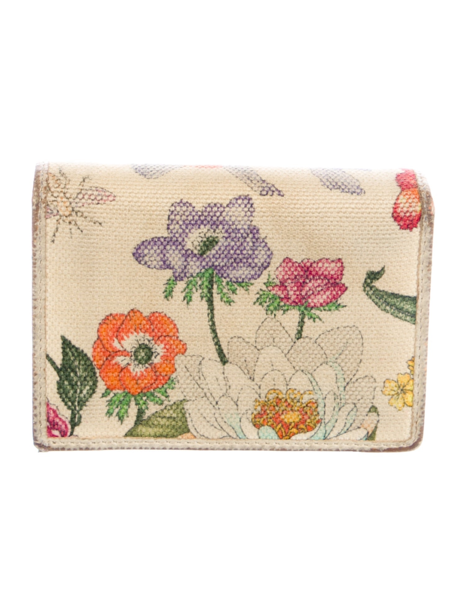 Gucci Flora Print Canvas Compact Wallet
