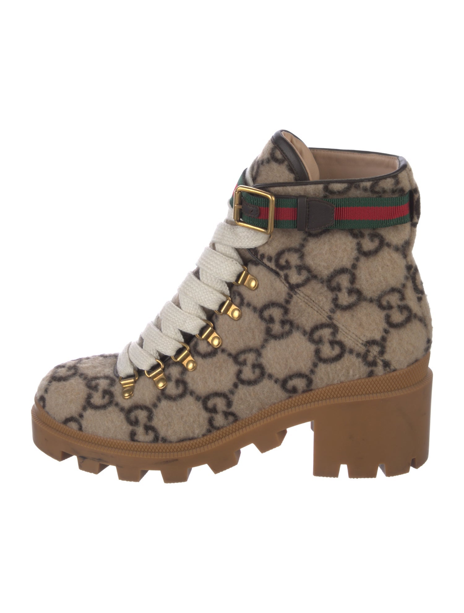 Gucci GG Logo Wool Lace-Up Boots