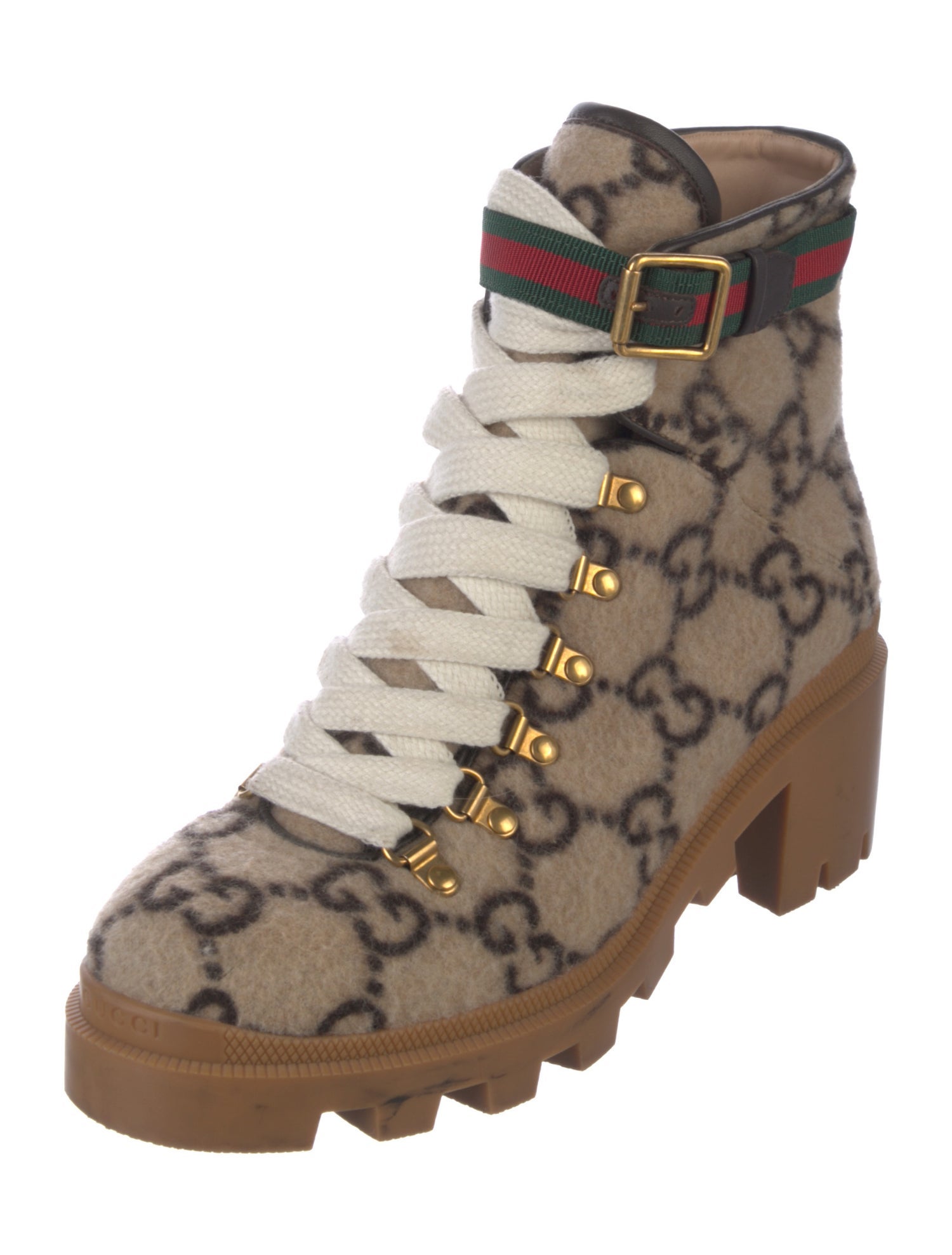 Gucci GG Logo Wool Lace-Up Boots