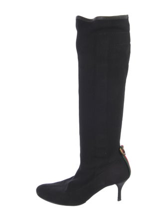 Gucci Web Accent Canvas Boots