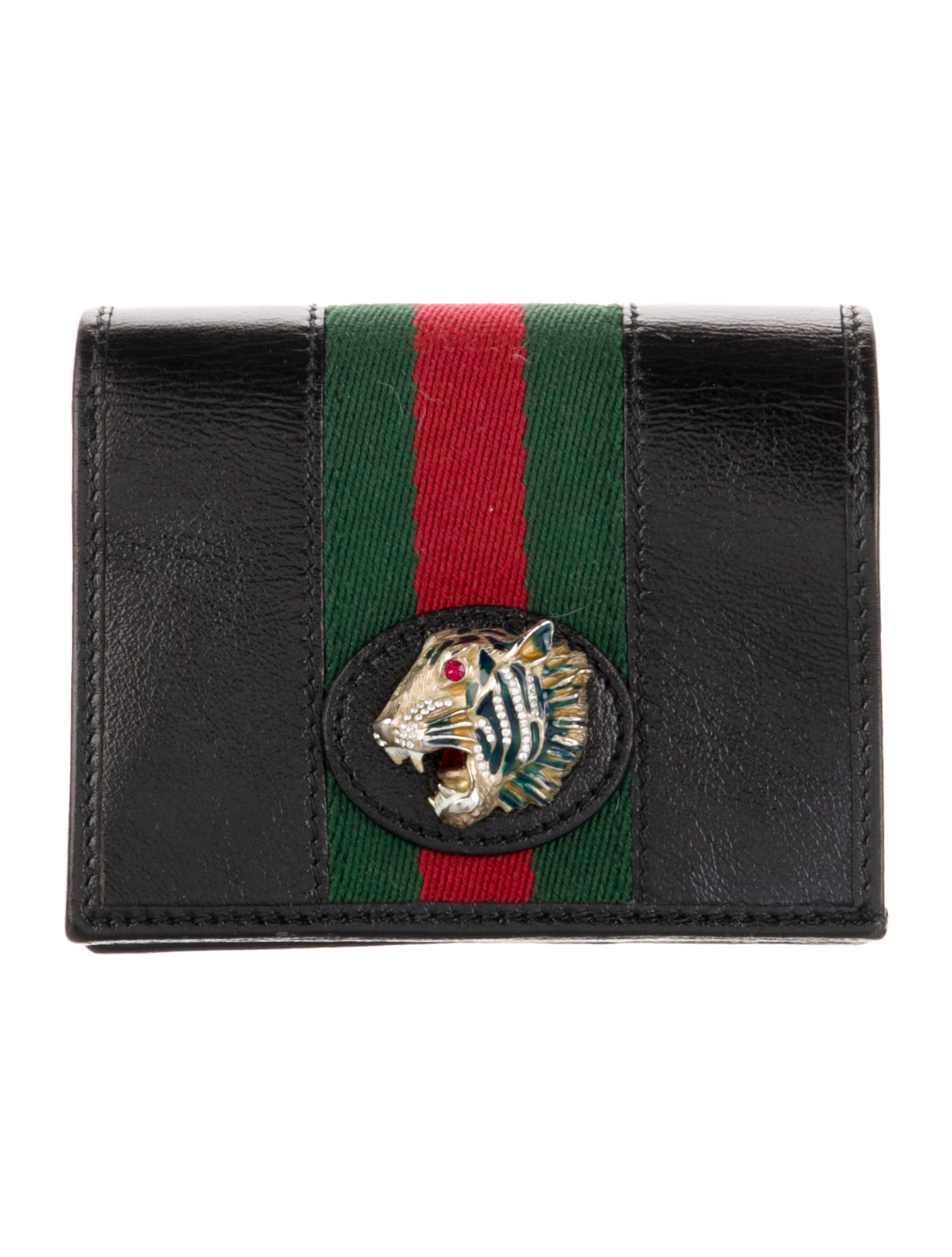 Gucci Rajah Card Case Chain-Link Accent Wallet