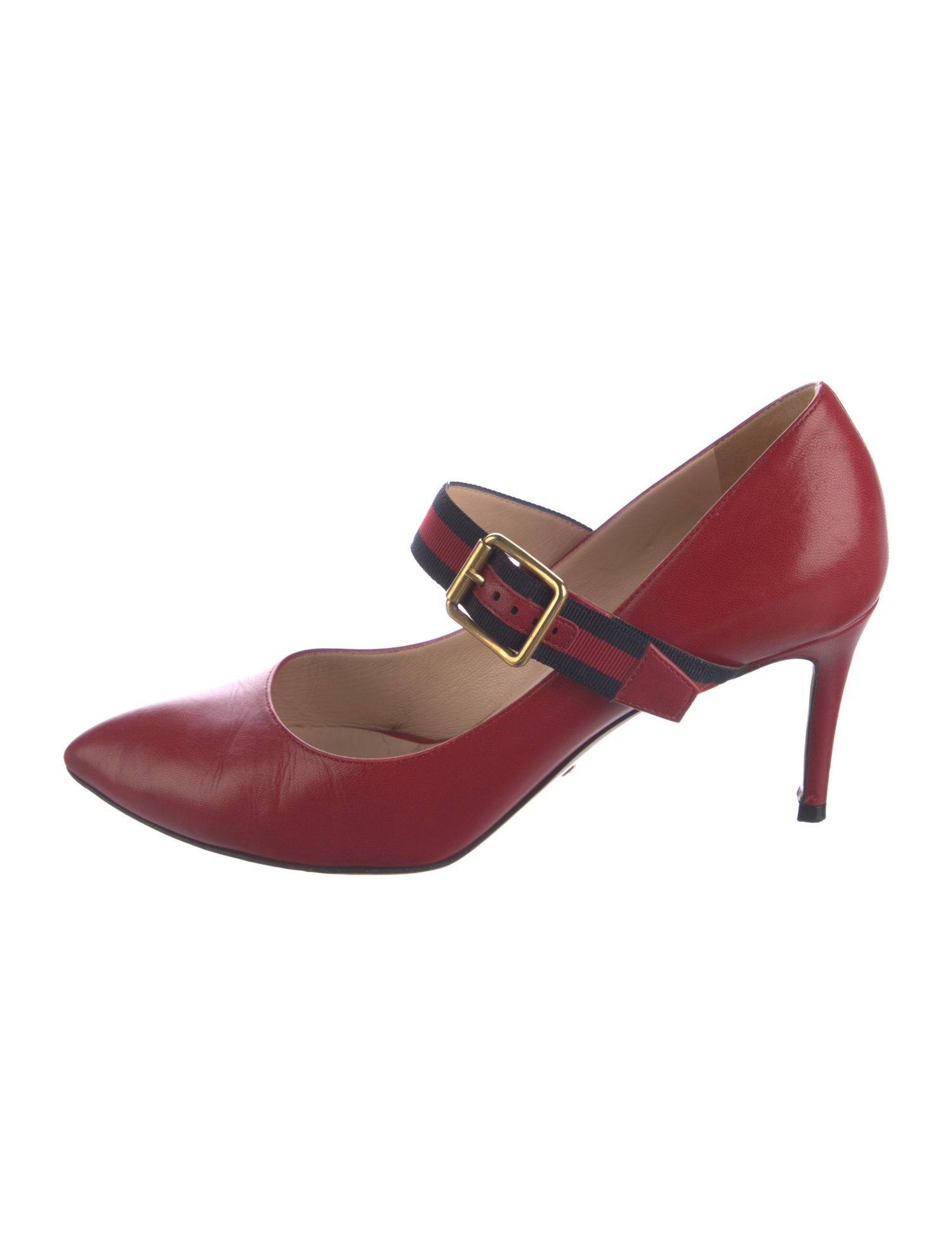 Gucci Sylvie Web Accent Leather Pumps