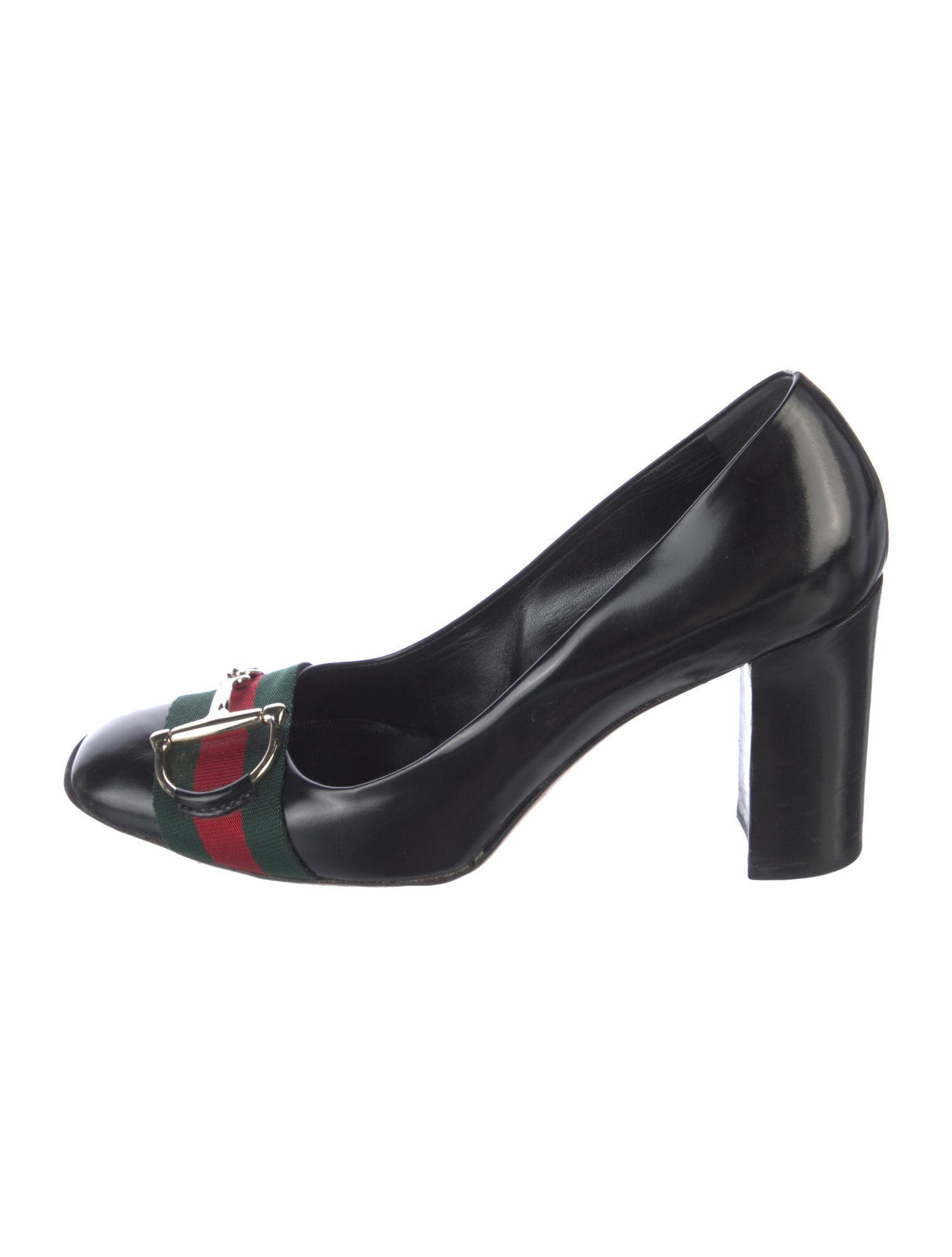 Gucci Web Accent Leather Pumps