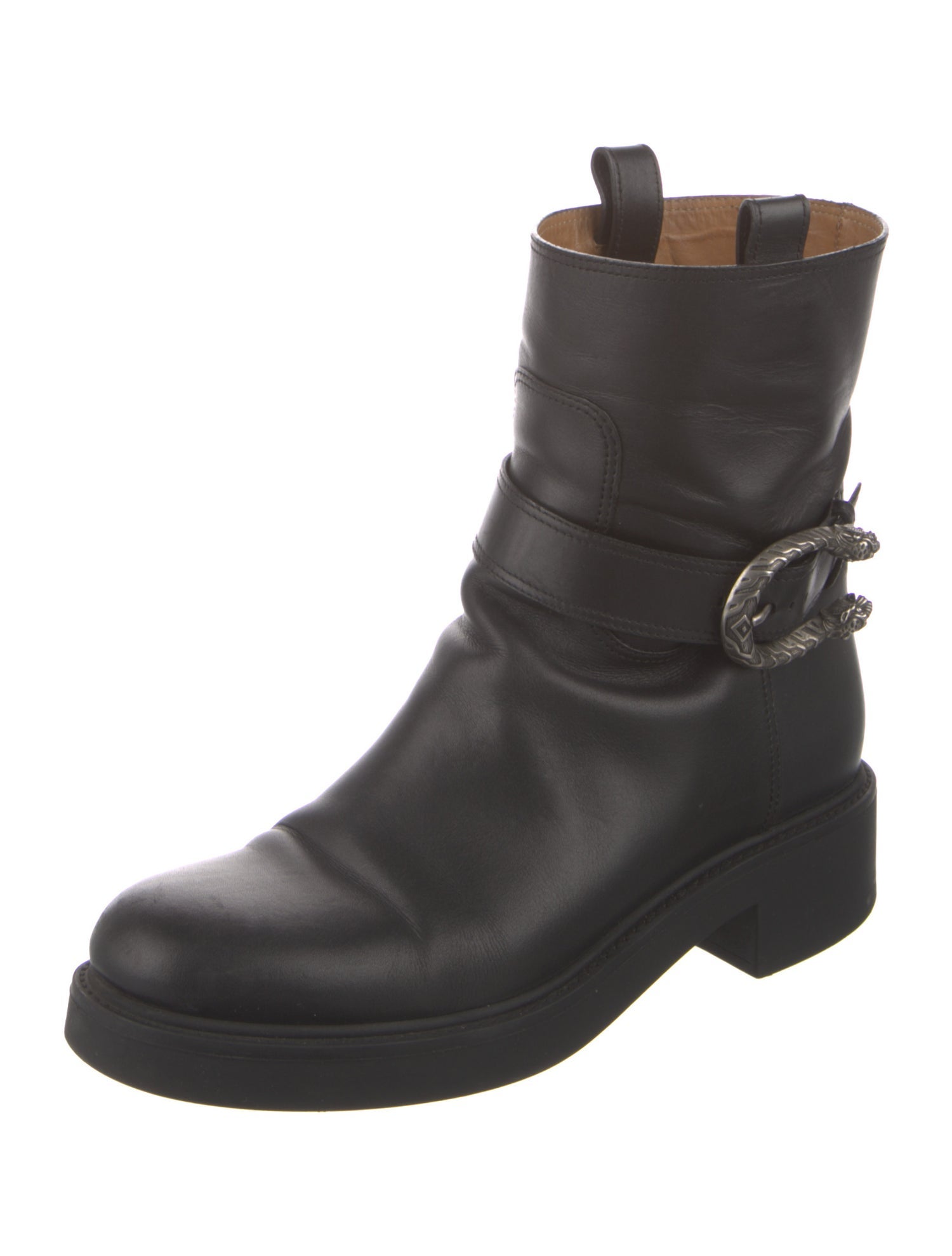 Gucci Dionysus Accent Leather Moto Boots