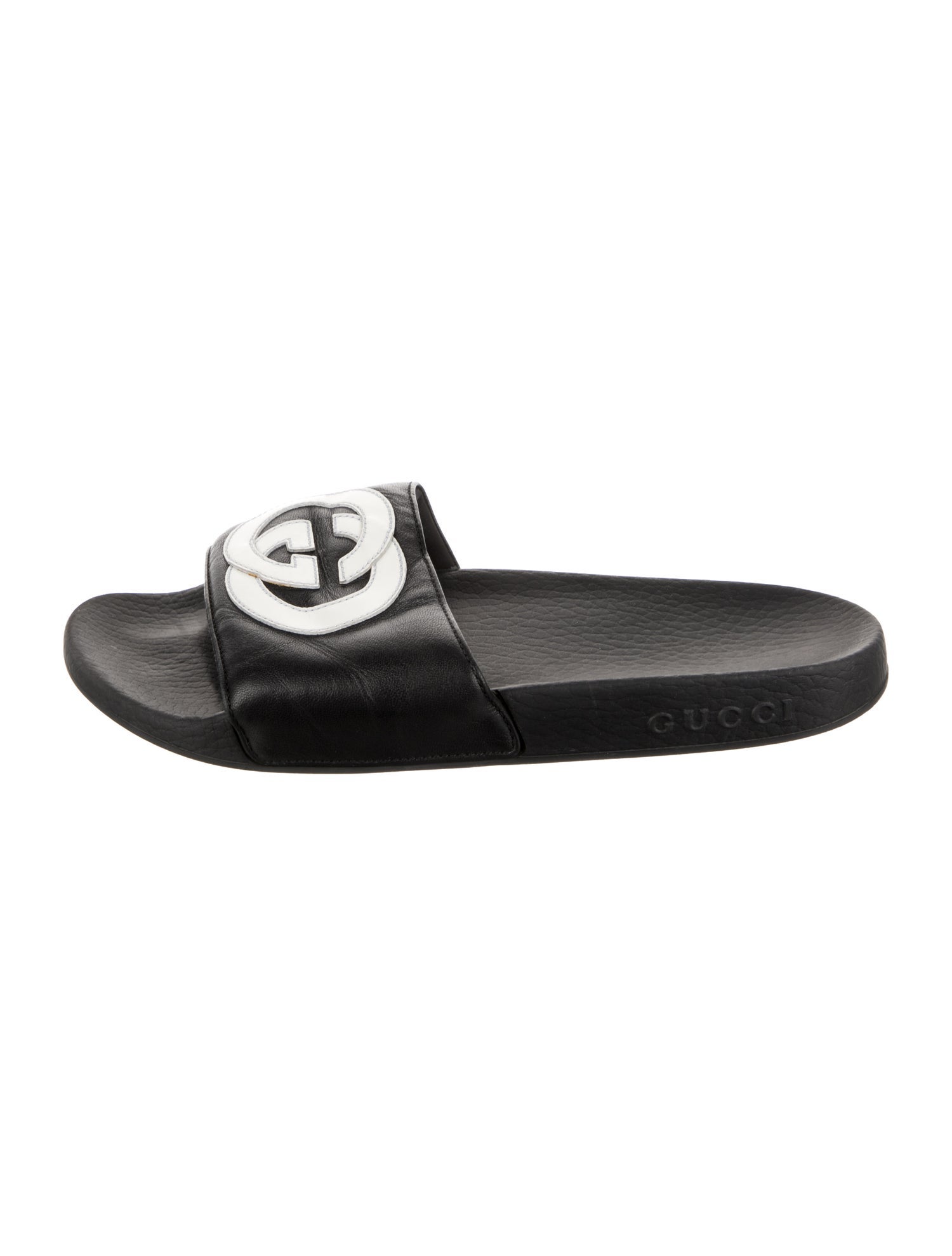 Gucci Interlocking G Logo Leather Slides
