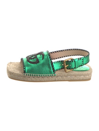 Gucci Double G Logo Leather Espadrilles