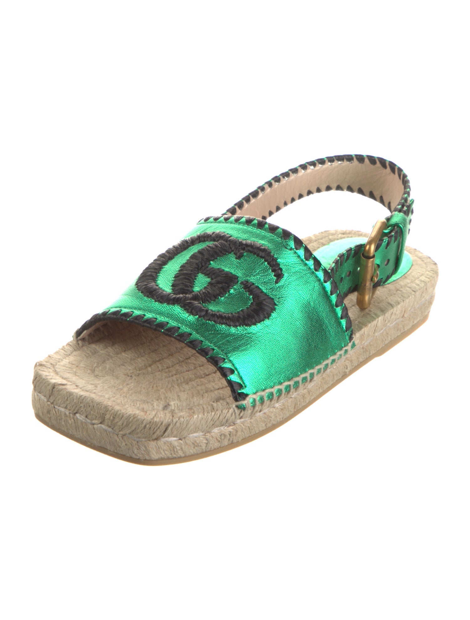 Gucci Double G Logo Leather Espadrilles
