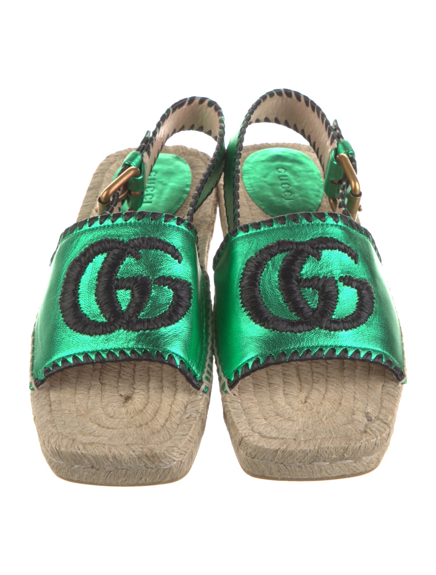 Gucci Double G Logo Leather Espadrilles
