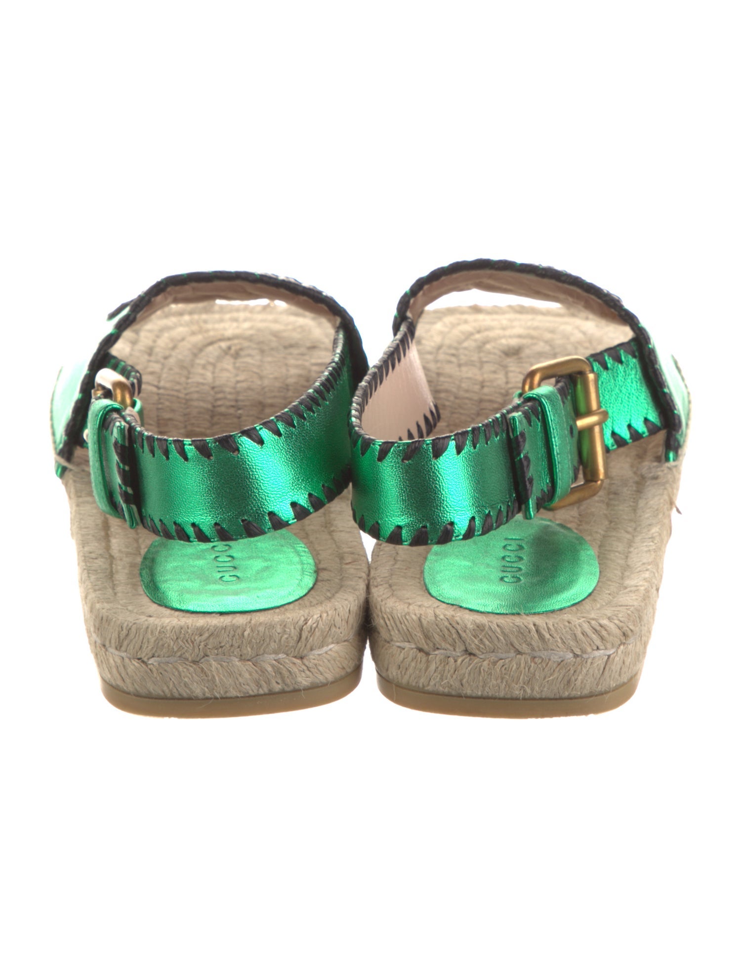 Gucci Double G Logo Leather Espadrilles