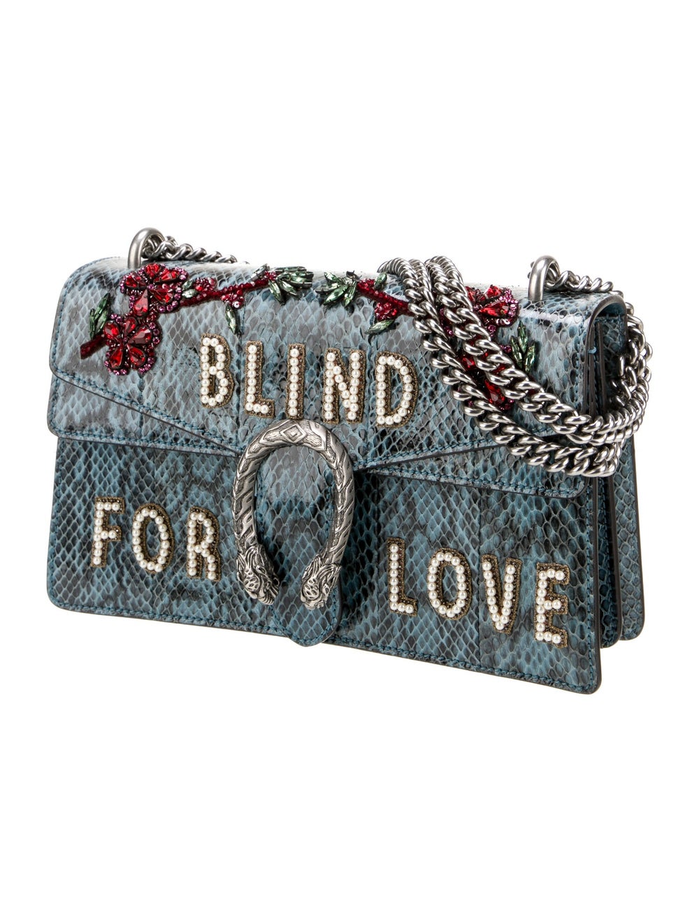 Gucci Shoulder Bag Blue Python Graphic Print Dion… - image 3