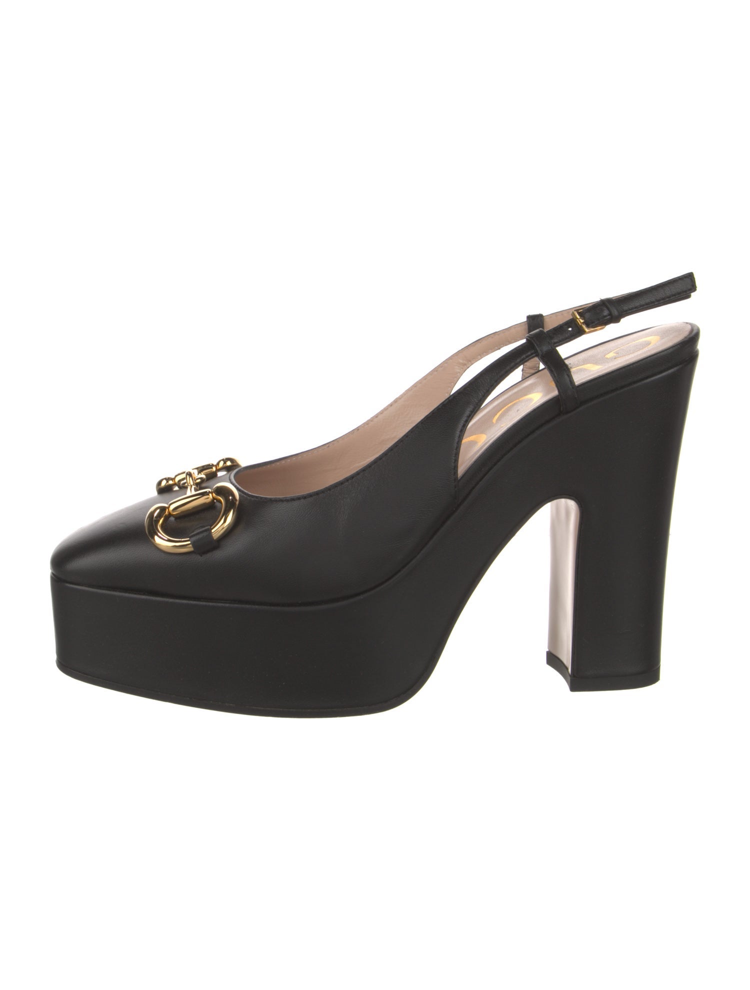 Gucci Horsebit Accent Leather Slingback Pumps