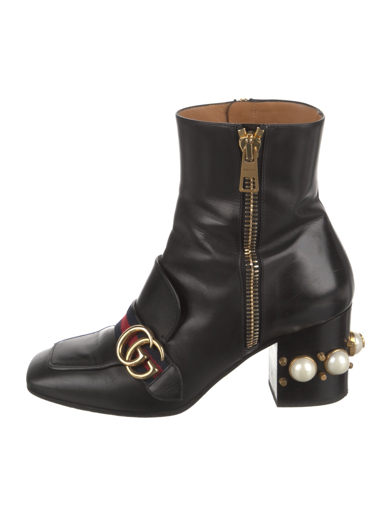 Gucci Double G Logo Leather Boots