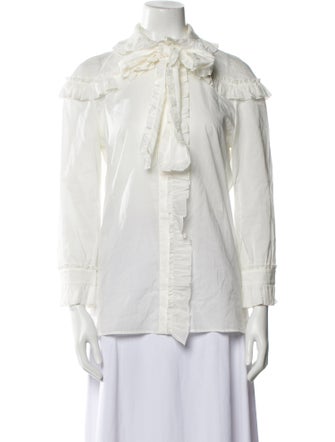 Gucci Tie Neck Three-Quarter Sleeve Blouse