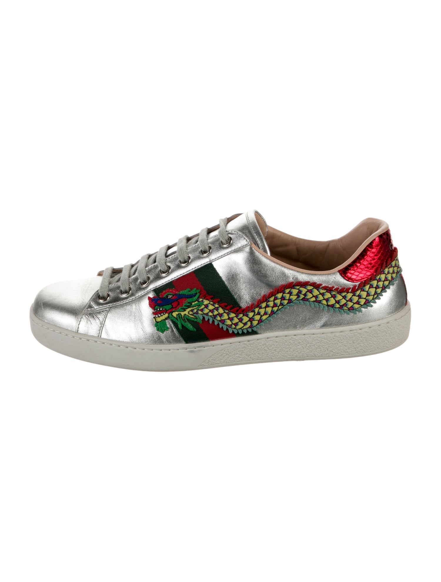 Gucci Web Accent Leather Sneakers