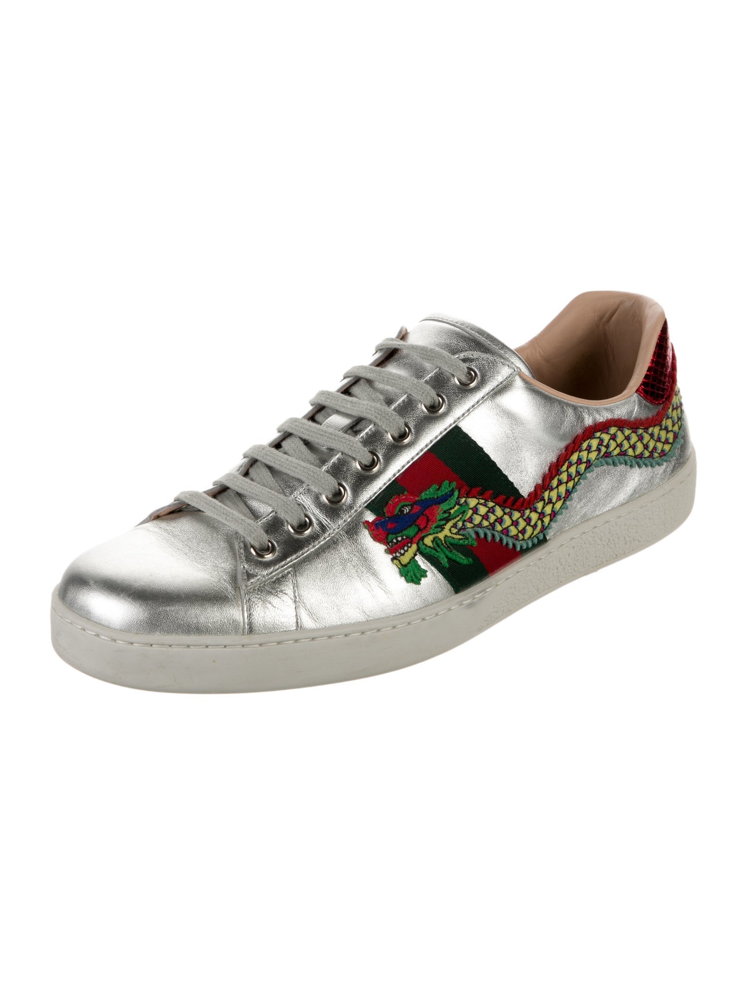 Gucci Web Accent Leather Sneakers