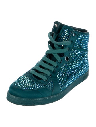 Gucci Suede Crystal Embellishments Sneakers