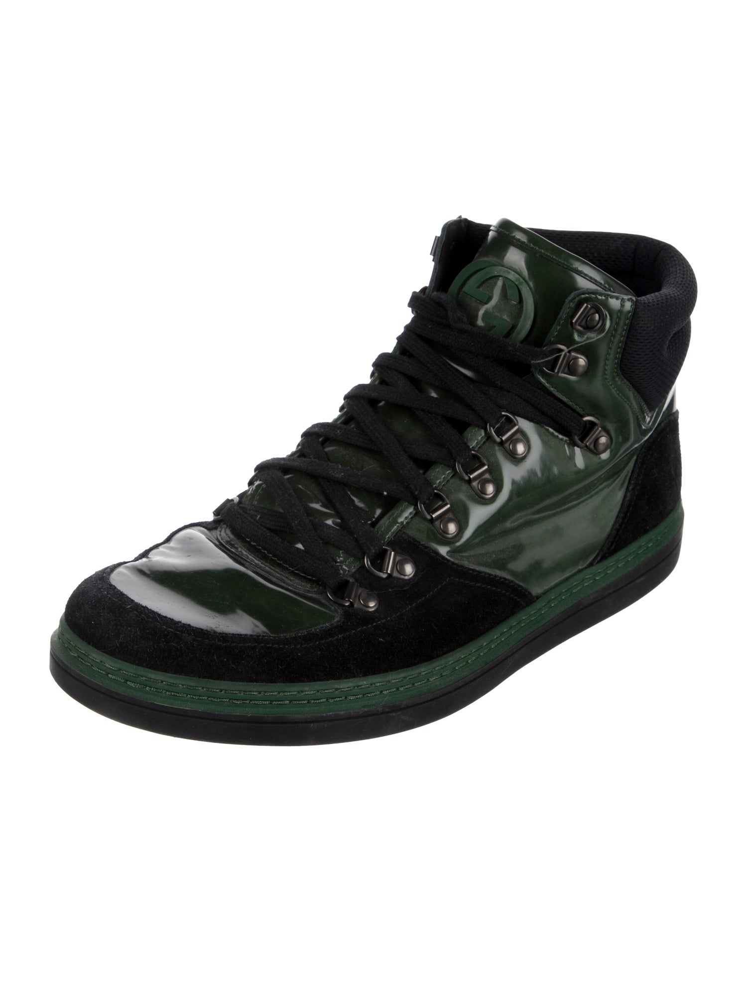 Gucci Interlocking G Logo Patent Leather Sneakers