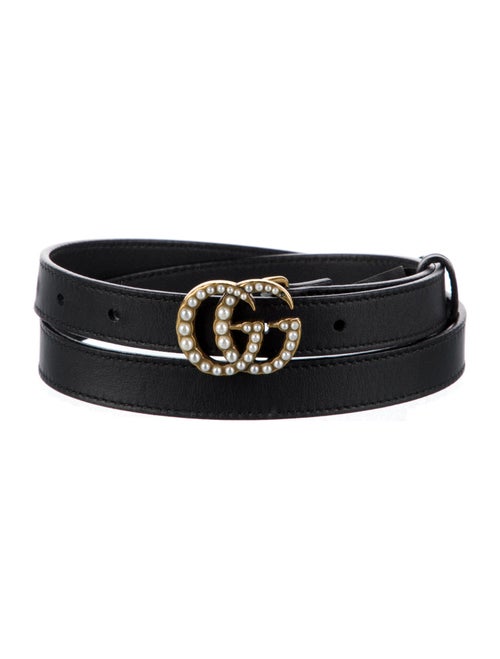 Gucci Faux Pearl Accents Skinny Faux Pearl Accents Belt