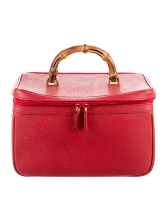 Gucci Red Leather Cosmetic Bag