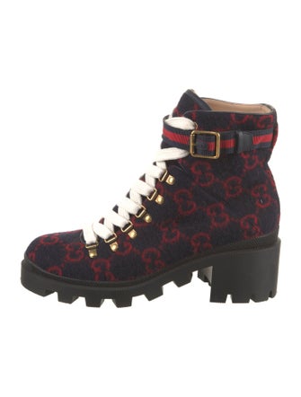 Gucci Wool Printed Combat Boots
