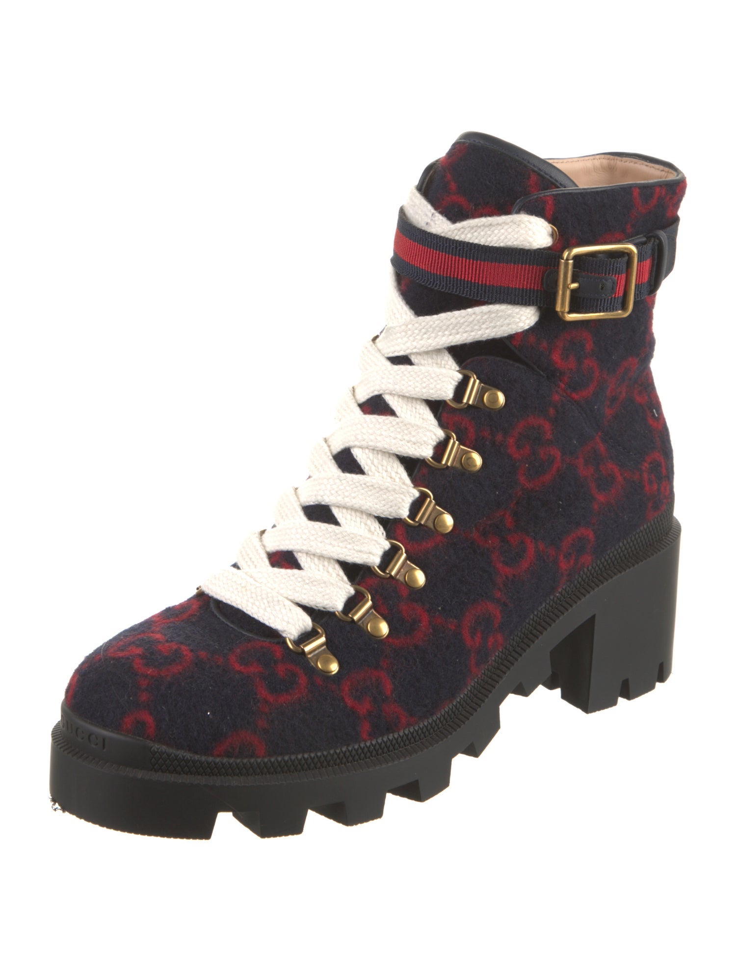 Gucci Wool Printed Combat Boots