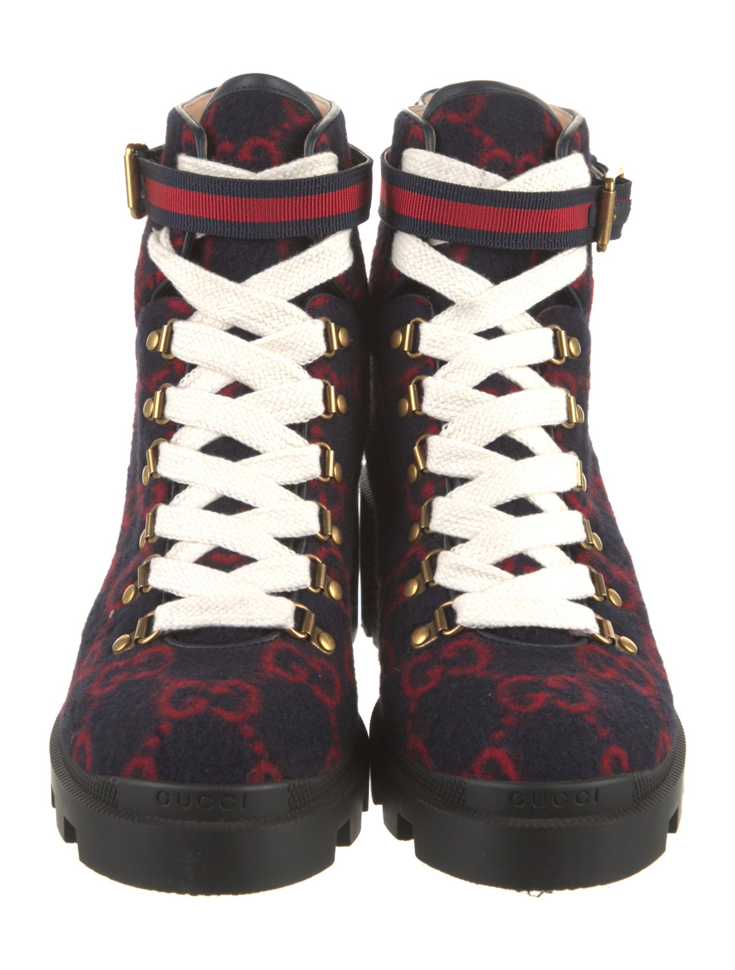Gucci Wool Printed Combat Boots
